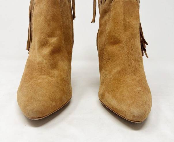 Rebecca Minkoff [ Ilan Brown Suede Leather Fringed Pointed Toe Ankle Boots 9.5