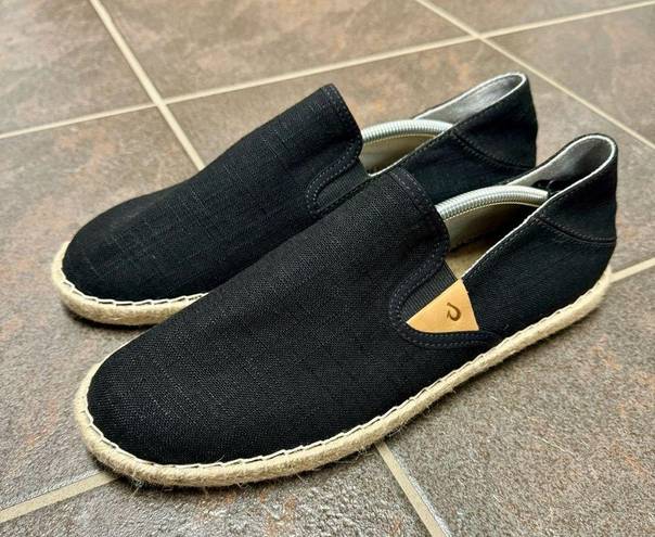 Olukai  Kaula Pa'a Kapa Convertible Espadrilles Linen Womens Shoes Black 9.5