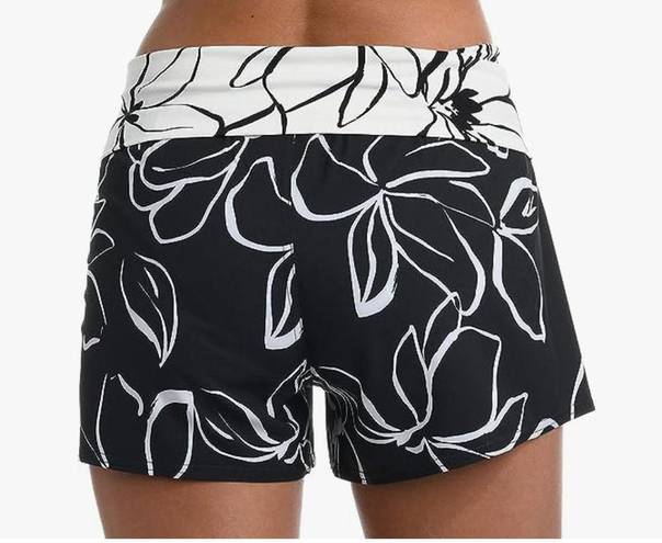 La Blanca  Women's Black & White Floral Banded Boardshort Swimsuit Bottom XS NWT