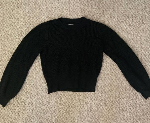 American Eagle Black Cropped  Balloon Sweater