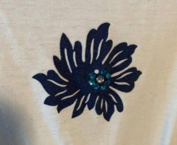 June  Crewneck T-Shirt White Navy Daisy