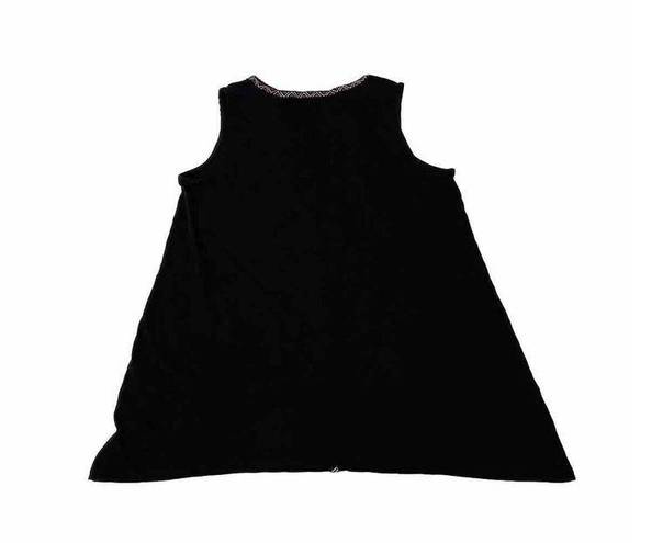 J.Jill  Women’s Black Embroidered Dipped Hem Knit Tank Size XS