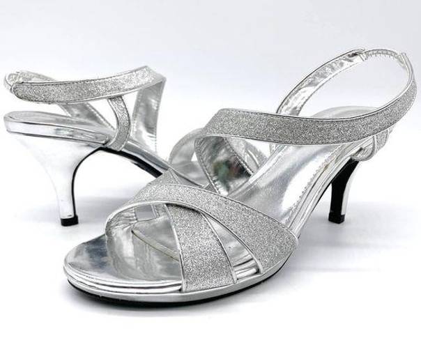 Simply Styled  NEW Womens 7.5 Brooke Silver Sparkly Glitter Heel Special Occasion