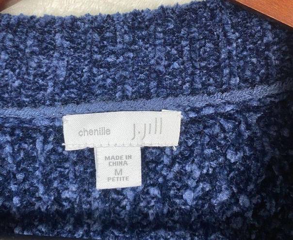 J.Jill  Chenille Women's Sweater Size MP Blue Long Sleeve Casual Soft Chunky