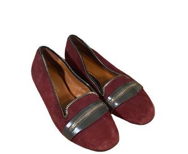 Rebecca Minkoff  Maroon Suede Zippered Detail Flats Women SZ 7