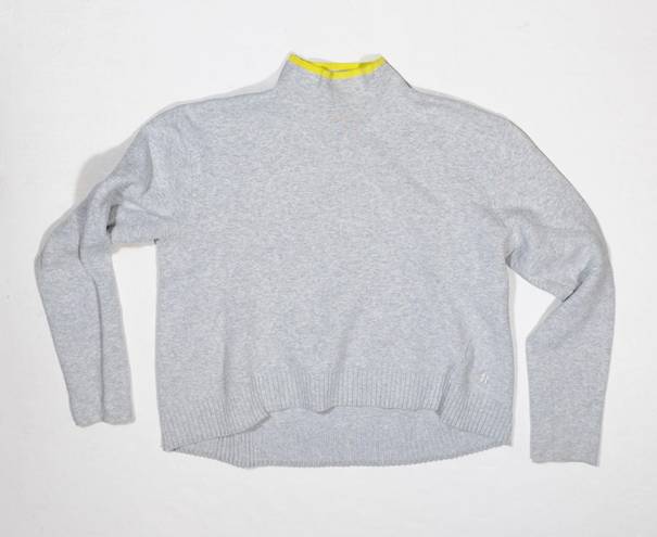 Sweaty Betty Serenity Cotton Blend Stretch Knit Mock Neck Pullover Sweater Gray