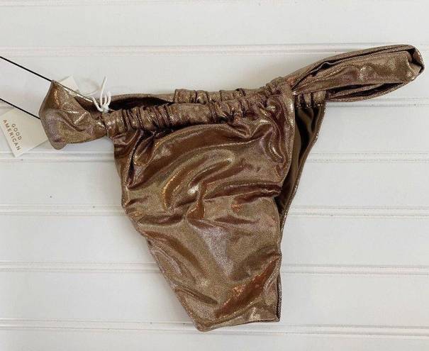 Good American  Foil Ruched Bikini Swim Bottoms in Mocha Foil Size 3 Large NWT