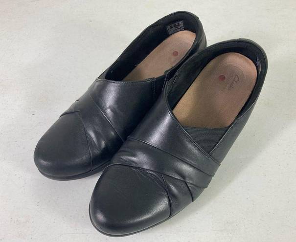 Clarks  Clogs Heels Women's Size 9 Black Comfortable Slip-On Footwear Business