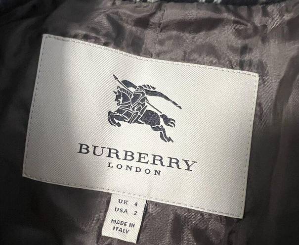 Burberry  Sz 2 Wool Nova Check Button Front Jacket Mid Length Green