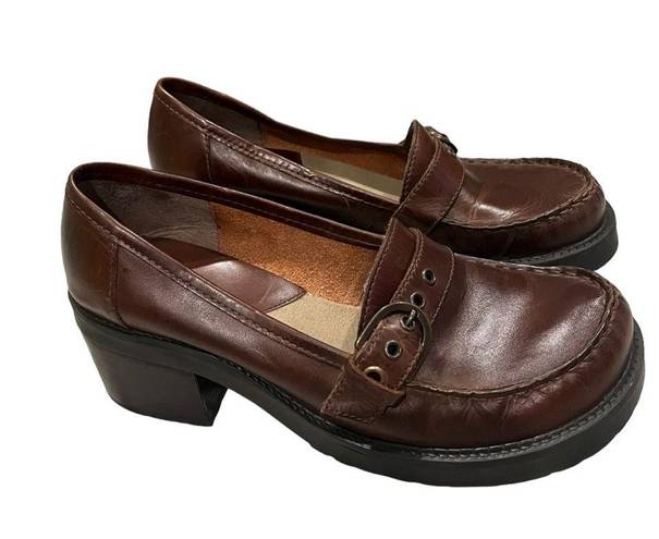 MIA Vintage  90’s/ Y2K Leather Chunky Heel Loafers, Sz 8.5