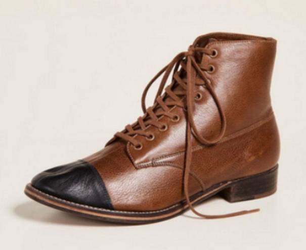 The Great 💕💕 The Cap Toe Boxcar Boot ~ Hickory Brown/Black 10 NWT