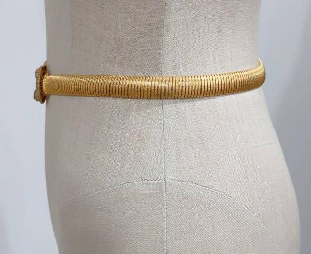 William De Lillo Vintage 60s Signed Rhinestone Gold Metal Stretch Belt