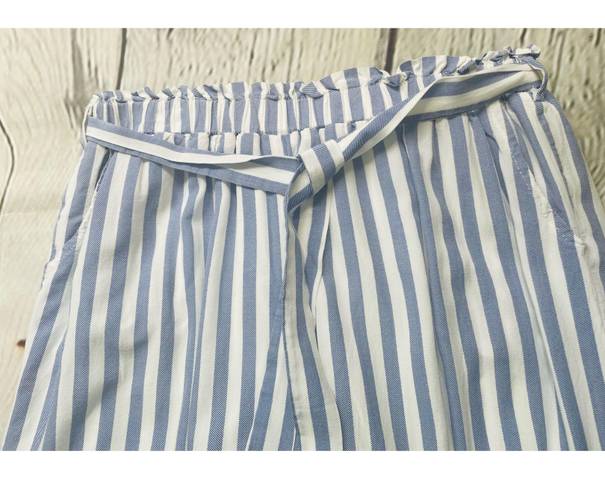 HYFVE HYFYVE White & Blue Striped High Waisted Casual Pants