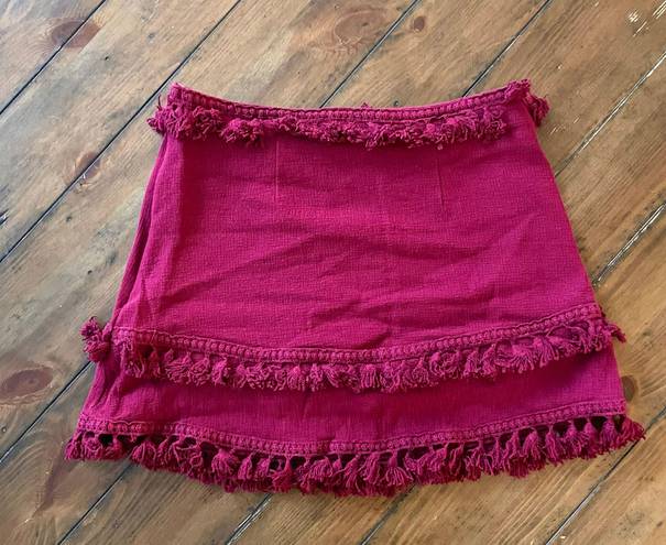 Skylar + Madison Burgundy Tassel Mini Skirt Size Small