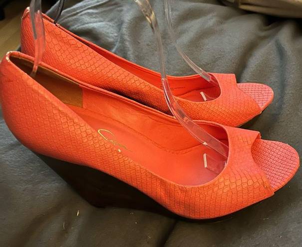 Jessica Simpson  Peach pink Leather Wedges size 9