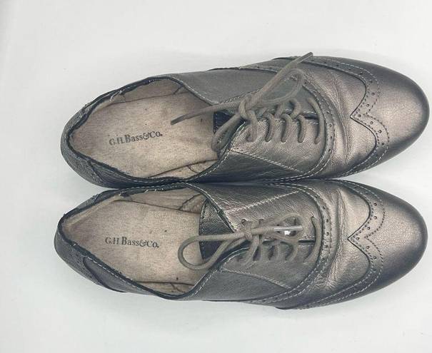 Krass&co G.H Bass &  Women's Hilary Low Heel Lace Up Oxford Style Shimmer Shoes Sz 8.5