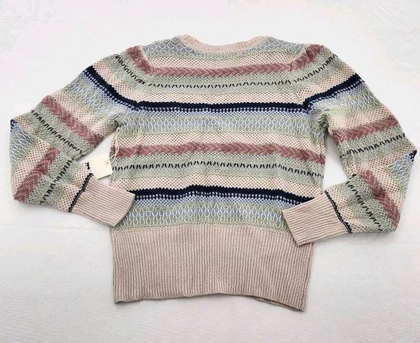 a.n.a . Womens Size Small Blue/ Beige/Pink Stripe Long Sleeve Sweater