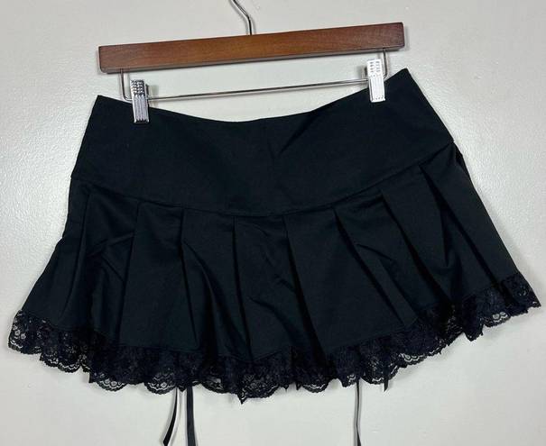 Dolls Kill  Widow SONG OF SADNESS PLEATED SKIRT Medium Lace Goth Witchy Black