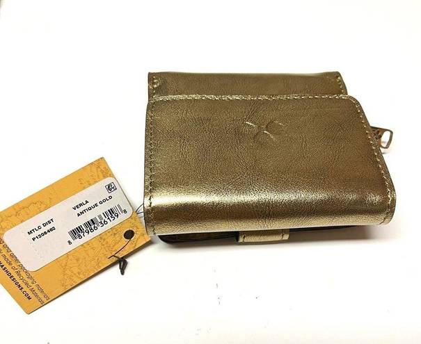 Patricia Nash Verla Gold Vintage Leather Trifold Wallet with RFID Protection