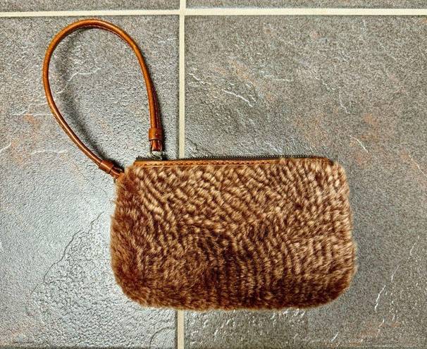 Patricia Nash  Piedmont Sherpa Leather Faux Fur Wristlet Tan Brown