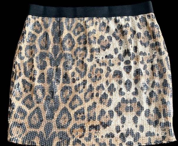 Sans Souci NEW Leopard Print Sequins Mini Skirt
