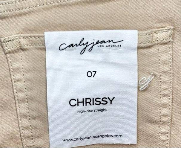 Carly Jean Los Angeles NWT  Chrissy High-Rise Straight Jeans Khaki