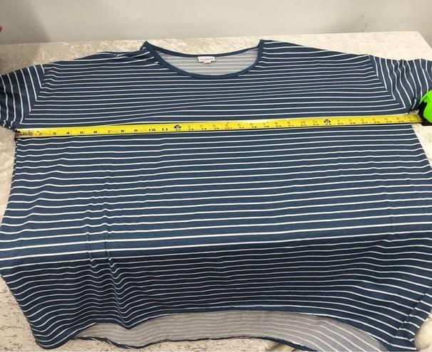 LuLaRoe  blue & white striped comfortable top plus size 3xl short sleeve