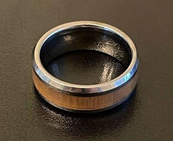 Edge Wood inlay tungsten carbide  ring size 9