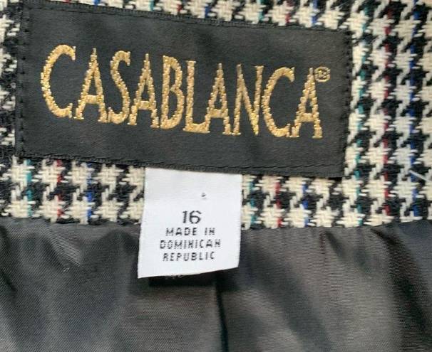 Houndstooth Vintage Casablanca Blazer Jacket Oversized Black  Velvet Collar Wool