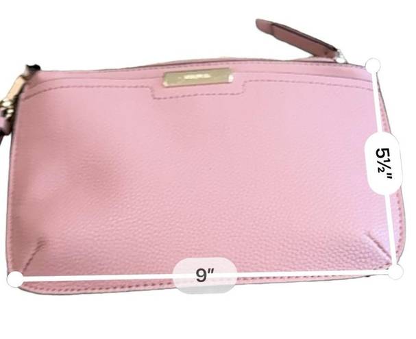 Nine West  Faux Leather Pink  Zip Clutch Wristlet