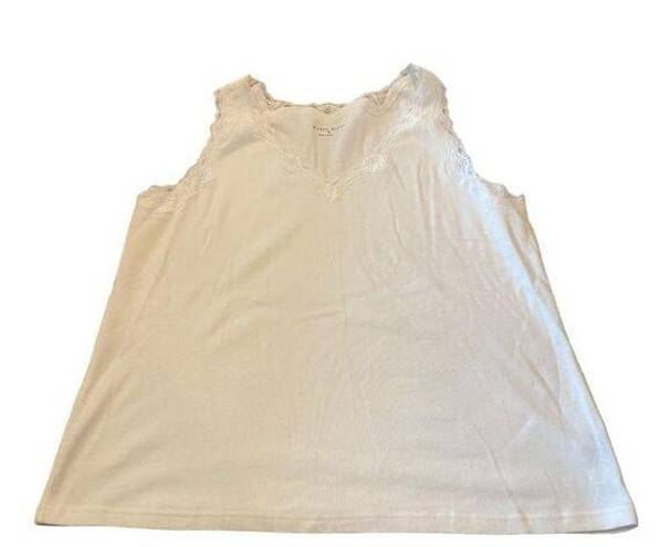 Karen Scott  White Tank Lace Trim Size XL