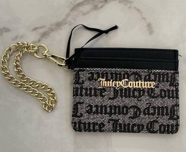 Juicy Couture Vinyl Logo Coin Purse Card Carrier Wallet Keychain