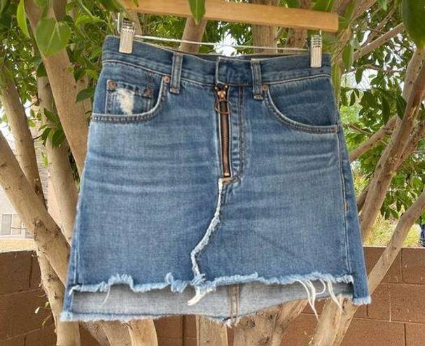 Rag and Bone  Jean Skirt Womens 23 Blue Jean Front Zip Otto Mini Summer Casual