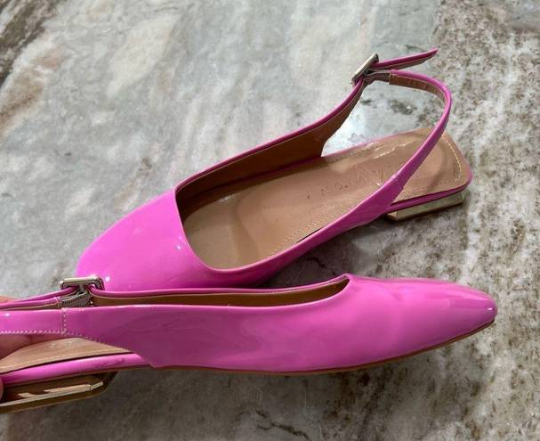 Pink Slingback Flats with Gold Heel Detail Size 7