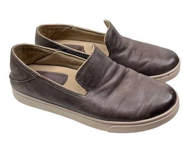 Olukai  Women's Kailua Slip On Soft Brown Leather Casual Shoe Size 6.5