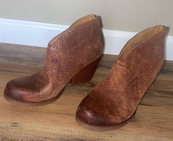 Kork-Ease  KORKS Brown Snake Gemini Leather Booties