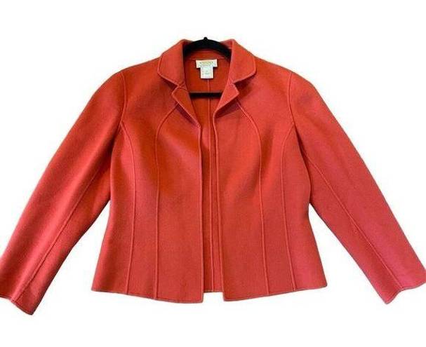 Talbots  vintage petite coral 100% wool open blazer size 8