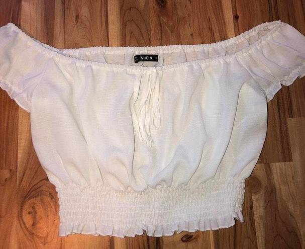 SheIn Cute White Peasant Top