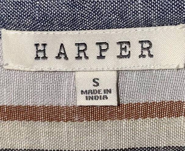 Harper  Strioed Button Down Tie Front Top