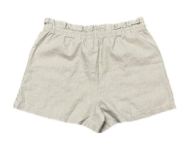 Laundry by Shelli Segal Laundry Safari Beige Beach  Linen Drawstring Shorts Paper bag Waist High Rise XL