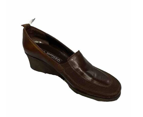 Via Spiga  Loafers Brown Leather Wedge Slip On Shoes Size 7M