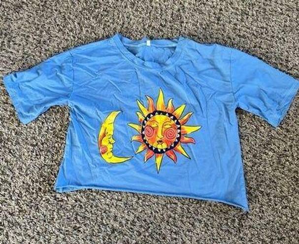 The Moon  and sun blue crop top size small