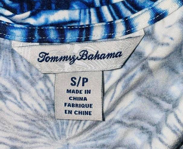 Tommy Bahama  Womens Small S Sleeveless Blue White Bohemian Print Ruched Top