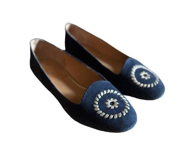 Jack Rogers  Navy Blue Rebecca Suede Flats Size 8.5