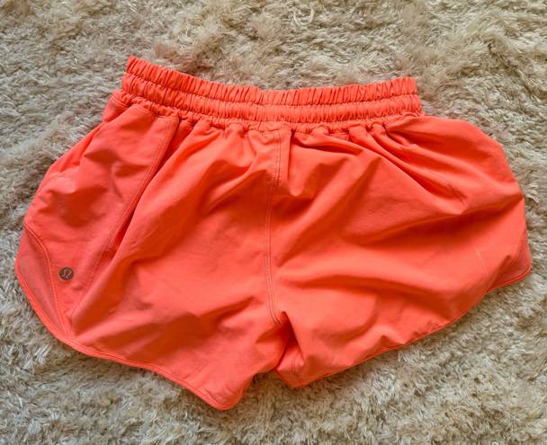 Lululemon bright coral shorts 4’