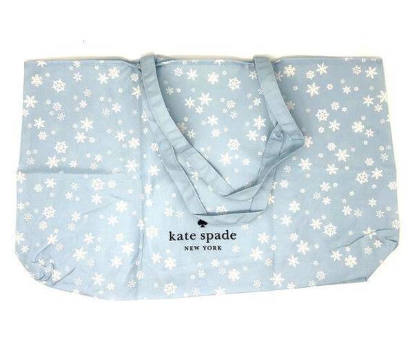 Kate Spade  Large Reusable Foldable Blue Snowflake Canvas Tote Bag SNWFLTOTE