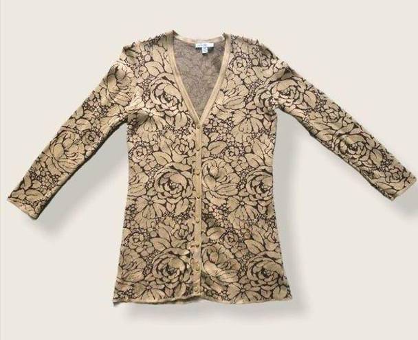 Isaac Mizrahi  Live! Cream Floral Cardigan XXS