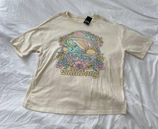 Billabong graphic tee  Size XS Condition: NWT Color: pale yellow  Details : - Graphic tee  - Comfy  - Oversized