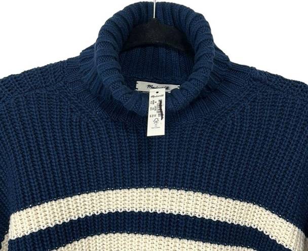 Madewell  Wide Rib Turtleneck Sweater Navy and White Striped Women’s size medium