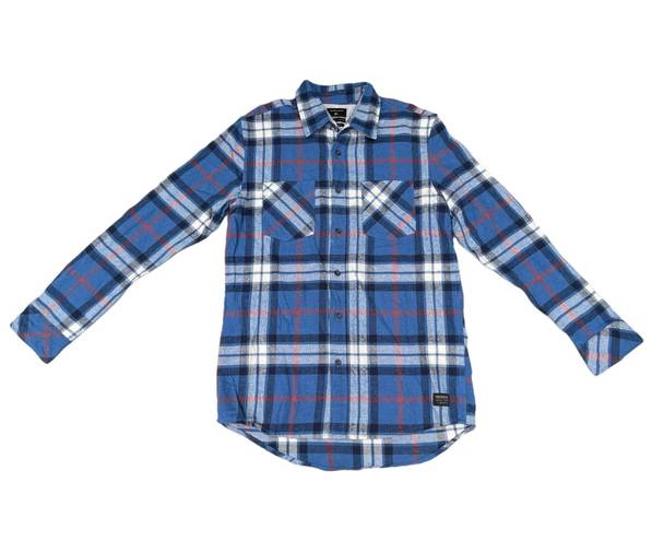 Quiksilver Vintage  Blue Plaid Long Sleeve Flannel